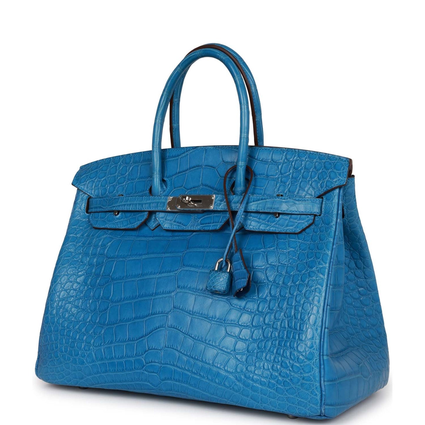 Pre-owned Hermes Birkin 35 Mykonos Matte Alligator Palladium Hardware