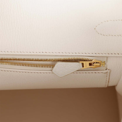 Hermes Special Order (HSS) Birkin 35 White Clemence Gold Hardware