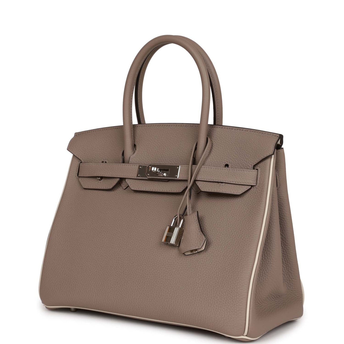 Pre-owned Hermes Special Order (HSS) Birkin 30 Gris Tourterelle and Craie Togo Palladium Hardware