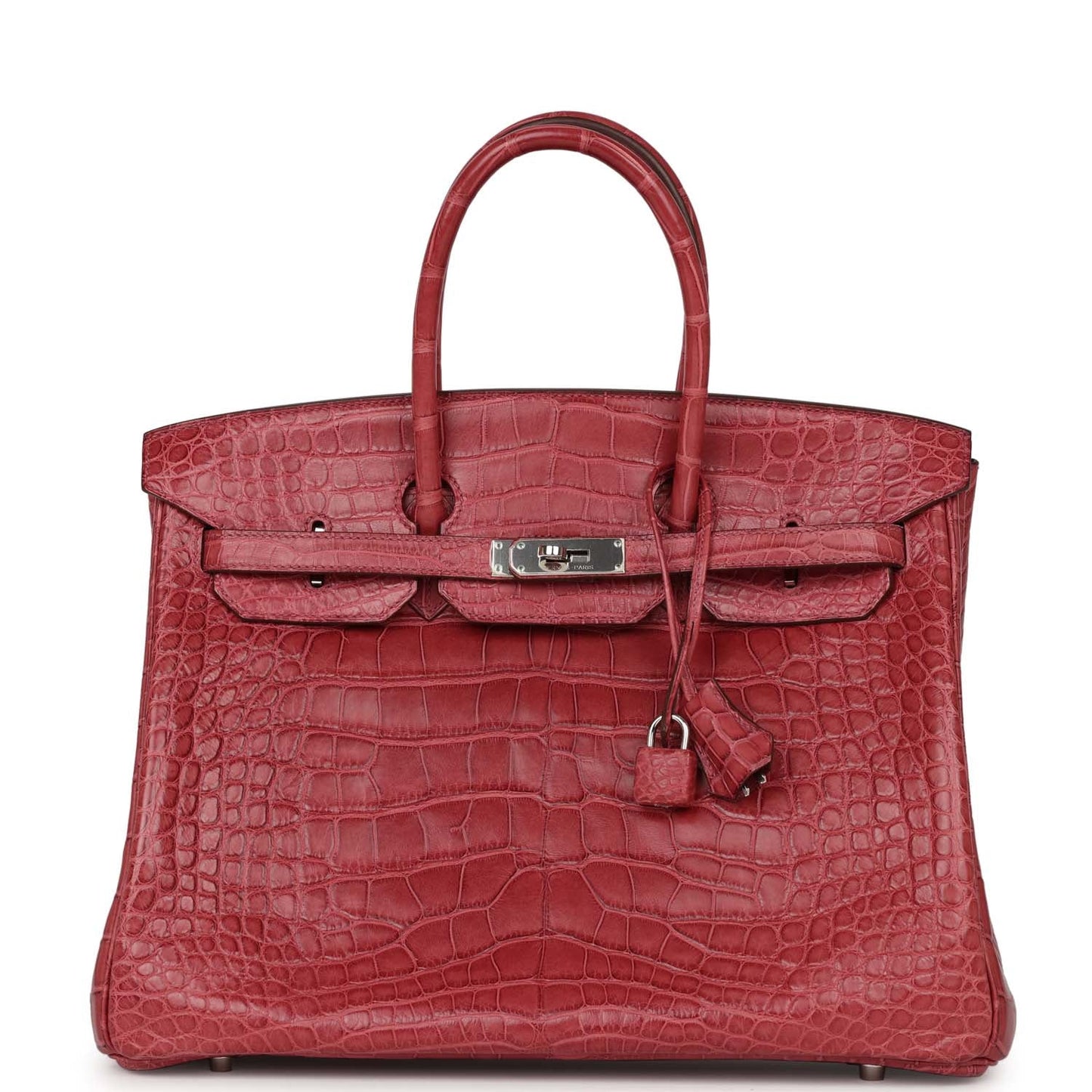 Pre-owned Hermes Birkin 35 Bois de Rose Matte Alligator Palladium Hardware