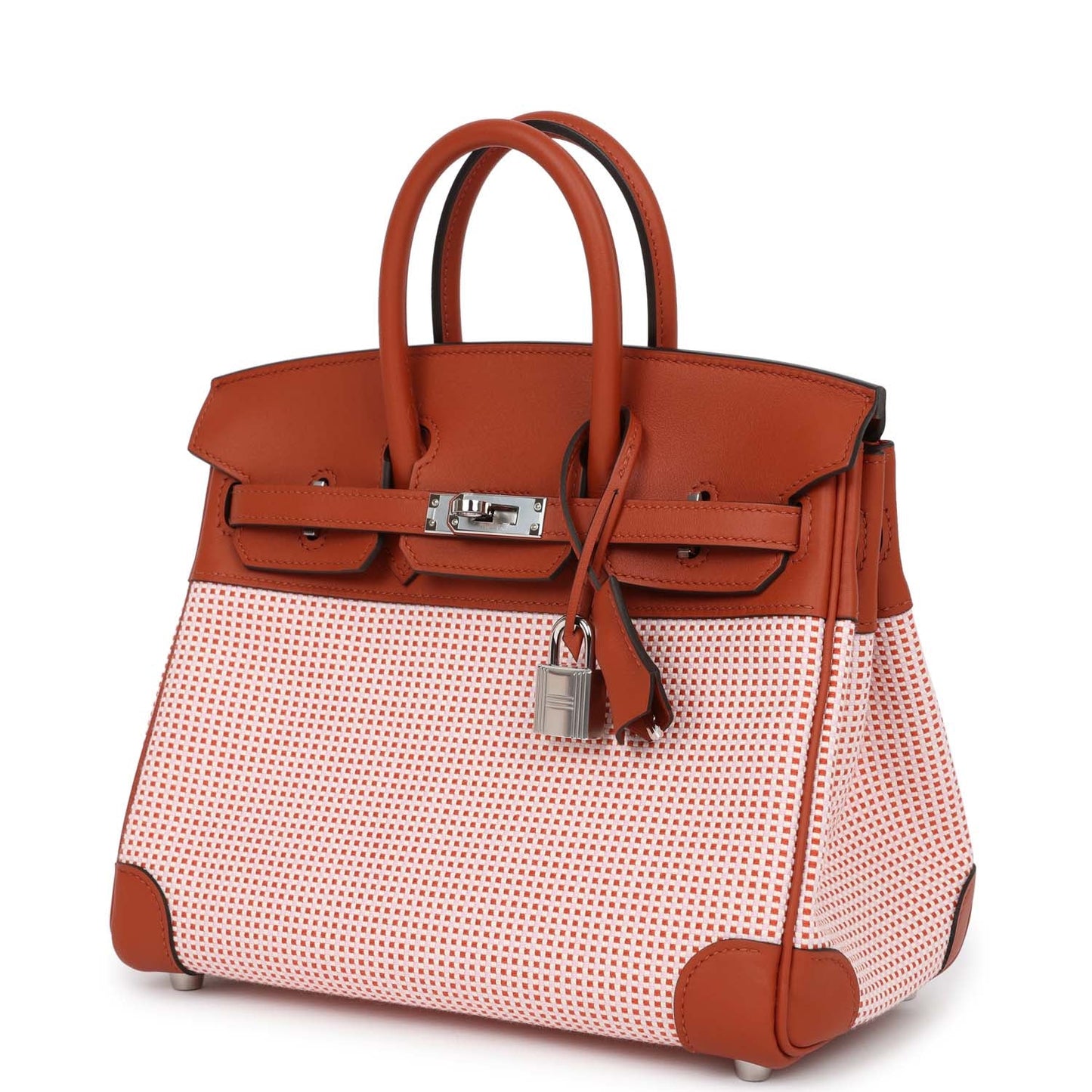 Hermes Quadrille Birkin 25 Sanguine Swift and Toile Palladium Hardware