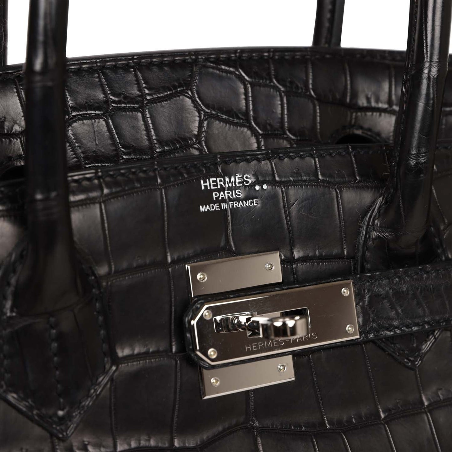 Pre owned Hermes Birkin 30cm Black Matte Niloticus Crocodile Palladium Hardware