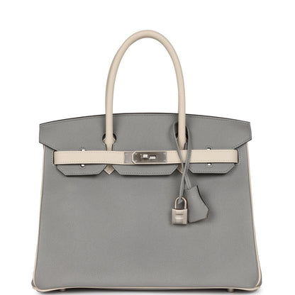 Hermes Special Order (HSS) Birkin 30 Gris Mouette and Craie Epsom Brushed Palladium Hardware