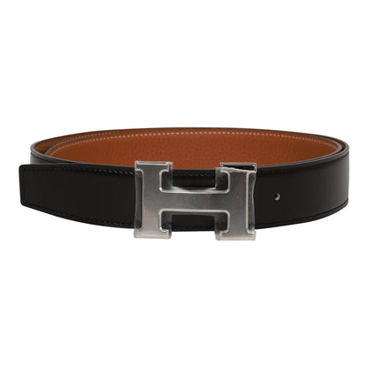 Hermes 32mm Reversible Black/Gold Constance H Belt 90cm Palladium Buckle