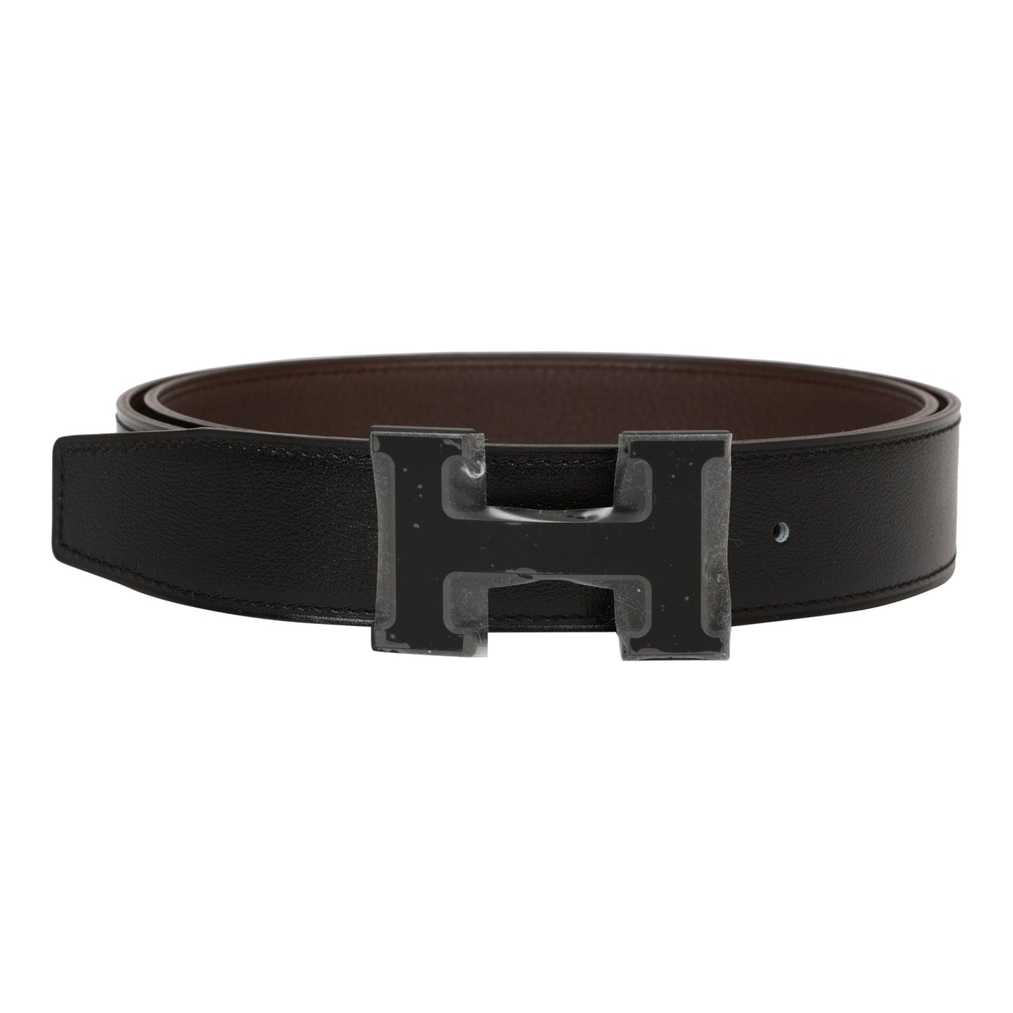 Hermes 32mm Reversible Black/Chocolate Constance H Belt 90cm Black Buckle