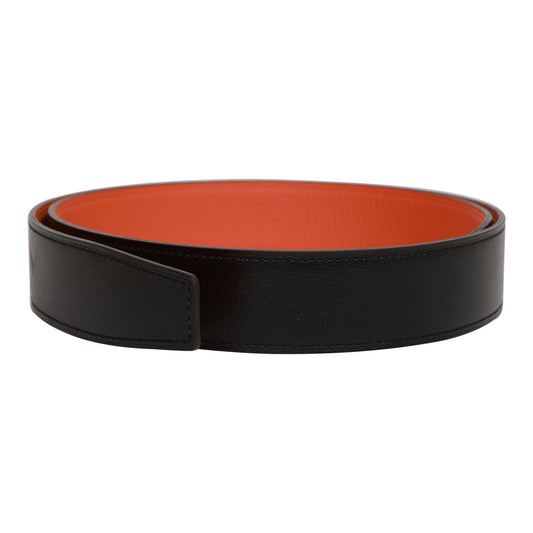 Hermes 32mm Reversible Black/Orange Constance H Belt 80cm Brushed Gold Buckle