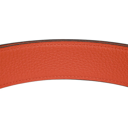 Hermes 32mm Reversible Black/Orange Constance H Belt 80cm Brushed Gold Buckle