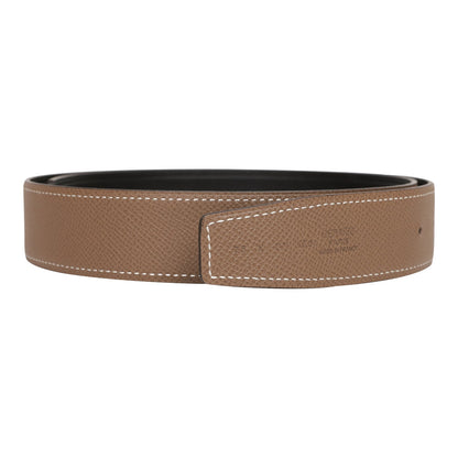 Hermes 32mm Reversible Etoupe/Black Constance H Belt 75cm Brushed Gold Buckle