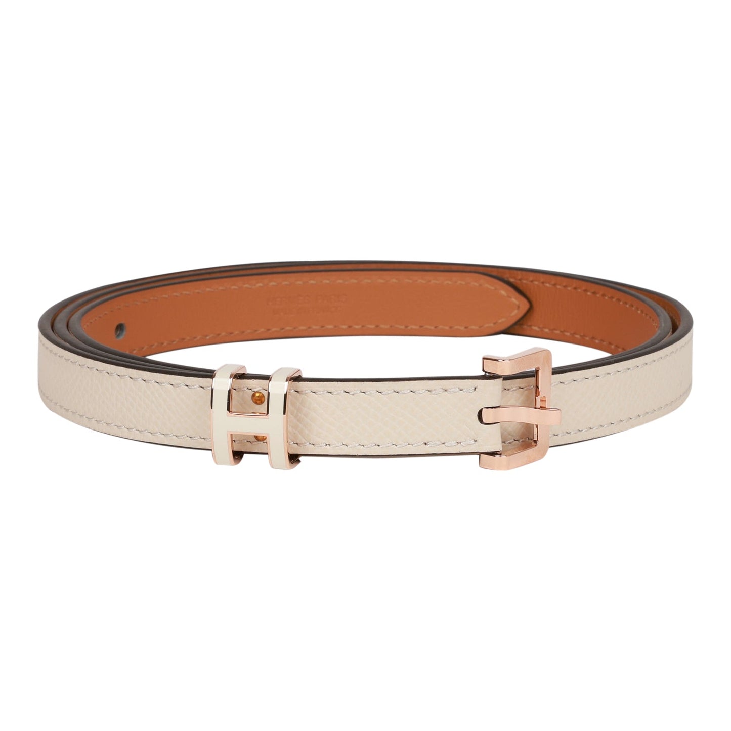 Hermes Pop H Belt 15mm Craie Epsom Rose Gold 105cm