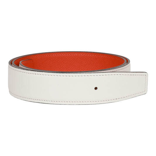 Hermes 32mm Reversible White/Feu Constance H Belt 80cm Brushed Palladium Buckle