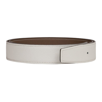 Hermes 32mm Reversible White/Etoupe Constance H Belt 90cm Gold Buckle