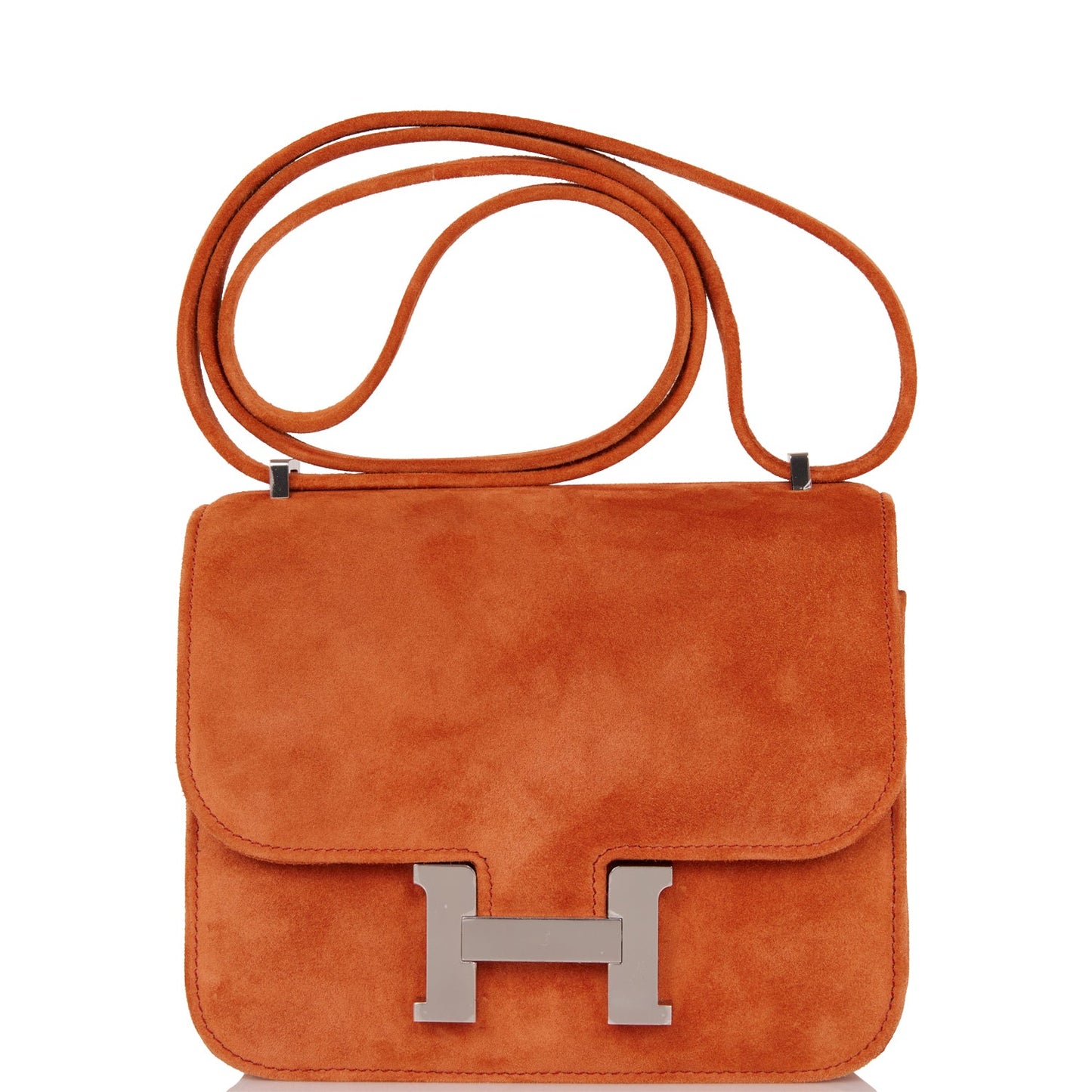 Hermes Paprika Doblis Mini Constance 18cm Palladium Hardware