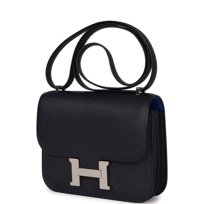 Hermes Special Order (HSS) Constance 18 Bleu Indigo Verso Chevre Palladium Hardware