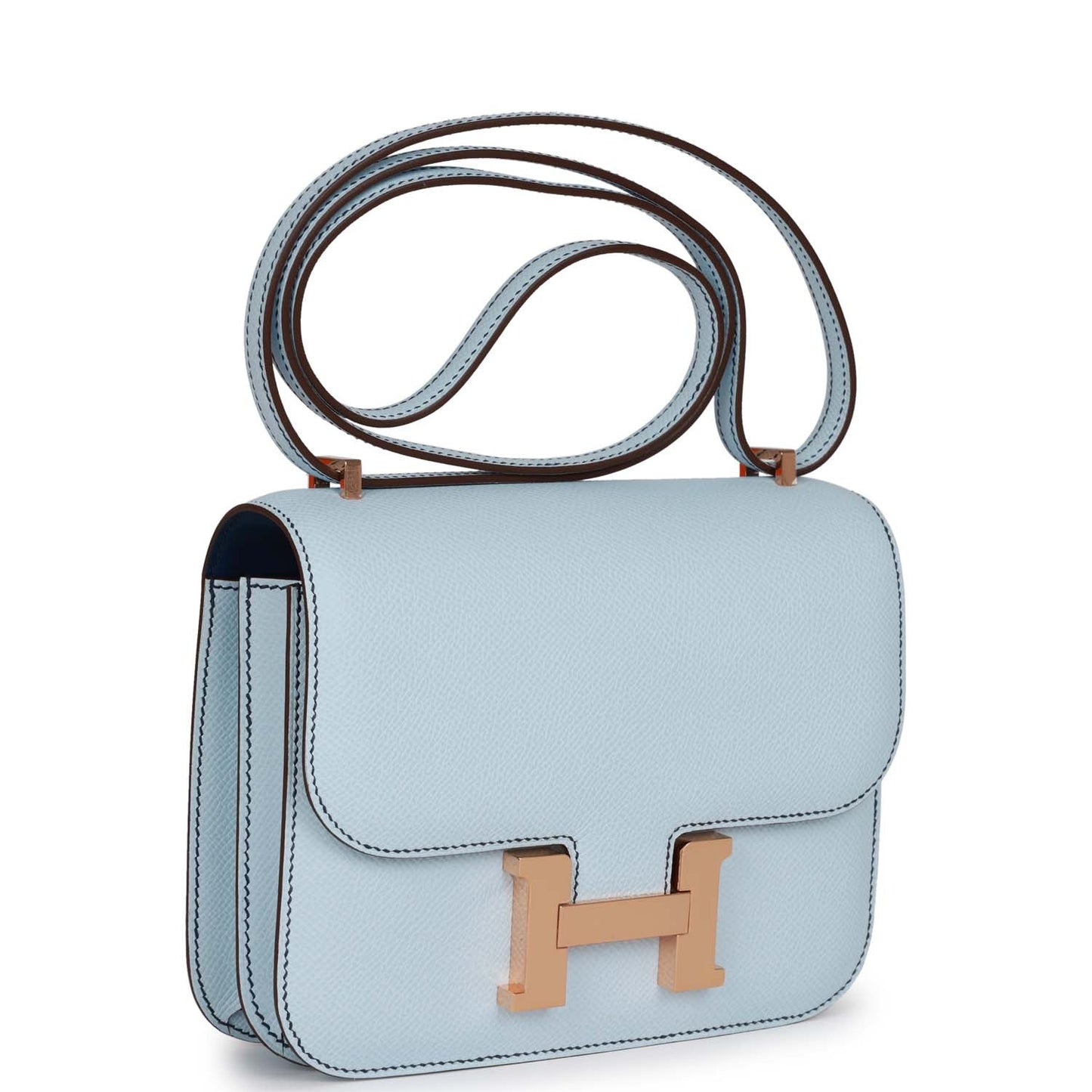 Hermes Special Constance 18 Bleu Brume Verso Epsom Rose Gold Hardware