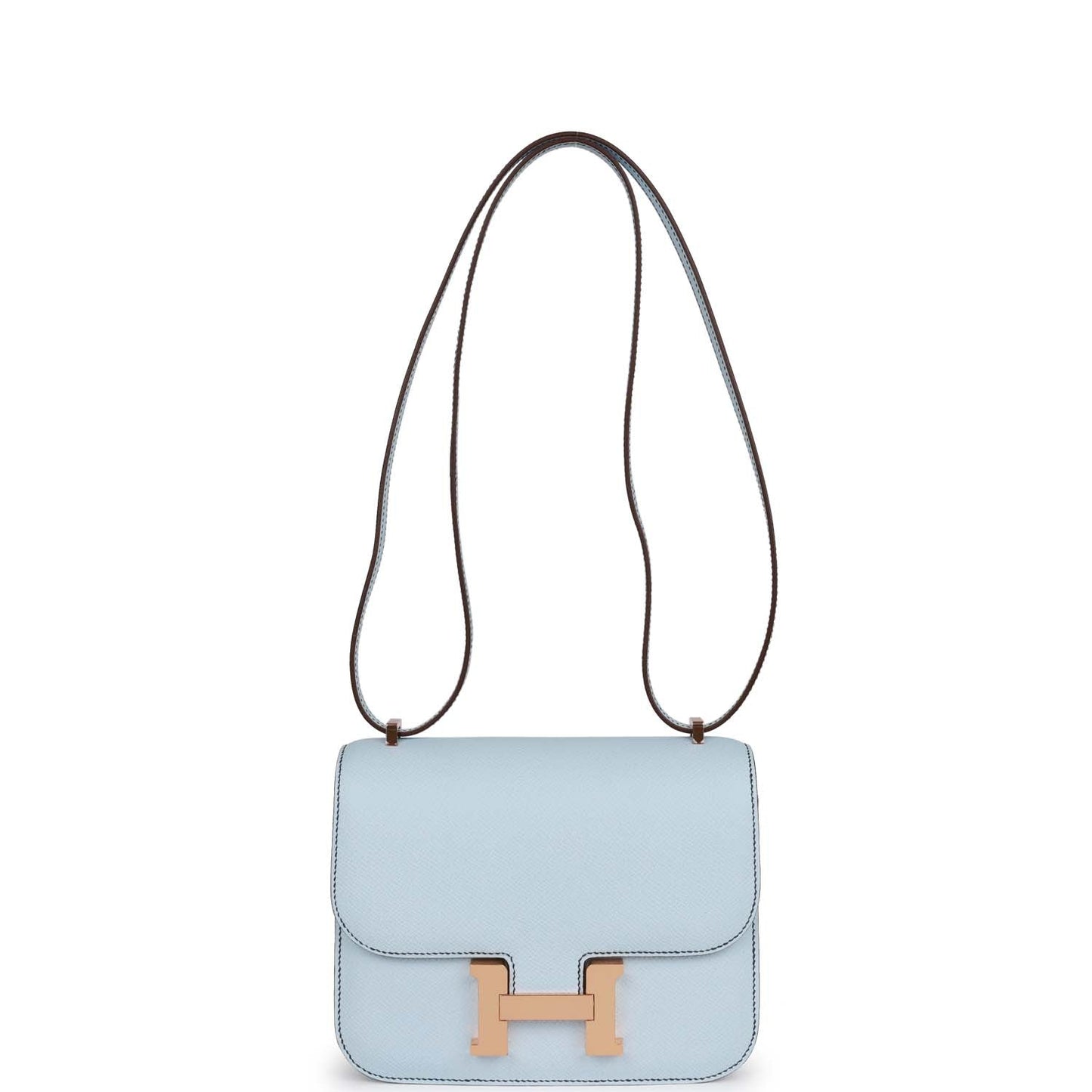 Hermes Special Constance 18 Bleu Brume Verso Epsom Rose Gold Hardware