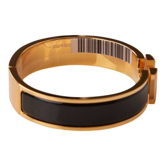 Hermes Black Clic Clac H Narrow Enamel Bracelet PM GHW