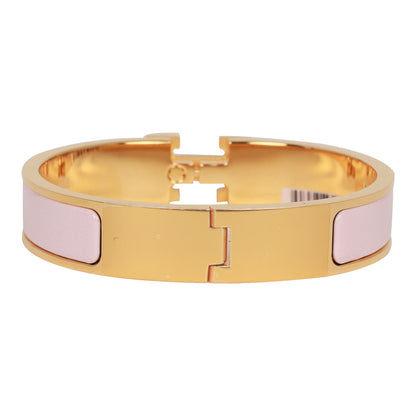 Hermes Rose Dragee Clic Clac H Narrow Enamel Bracelet PM GHW