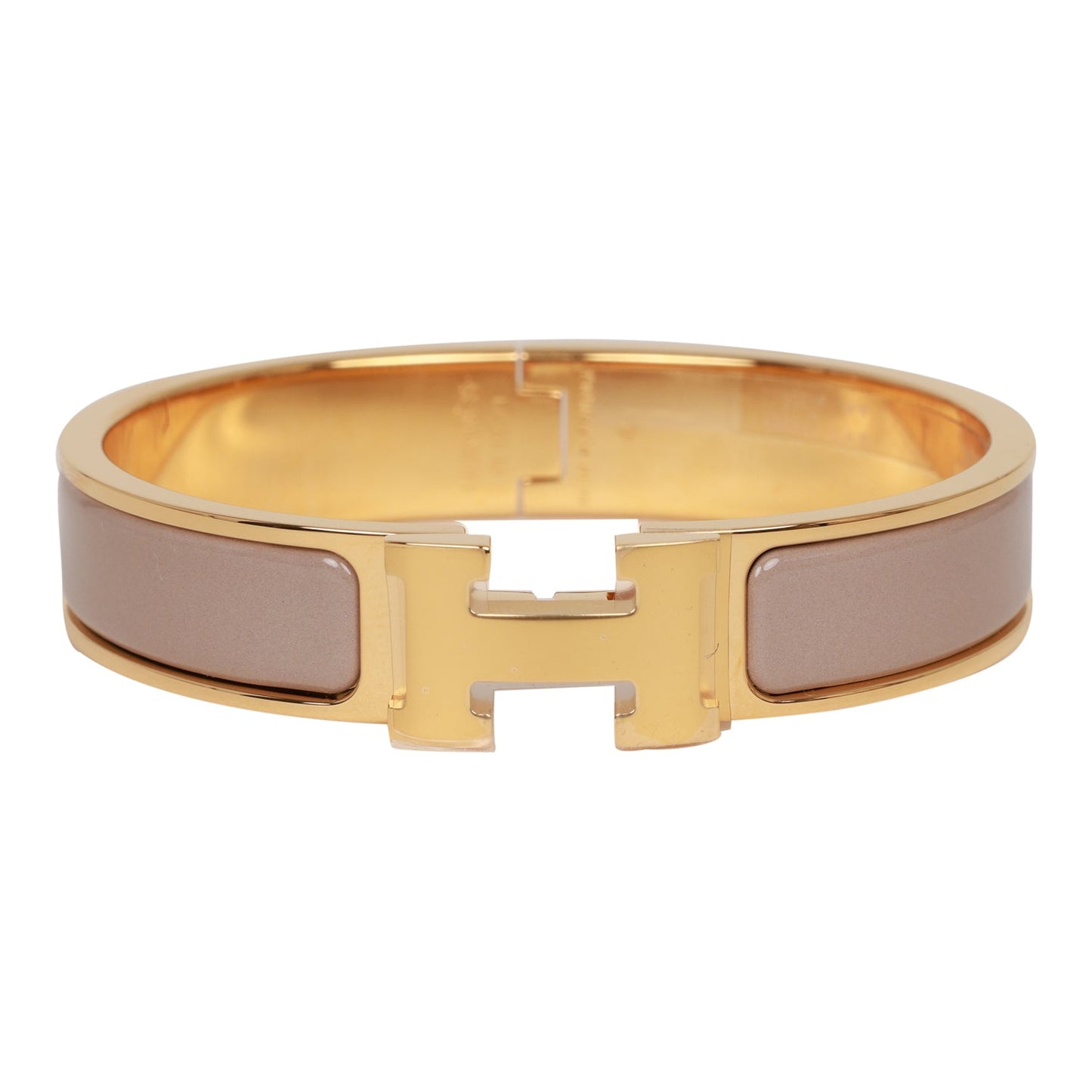 Hermes Marron Glace Clic Clac H Narrow Enamel Bracelet PM GHW