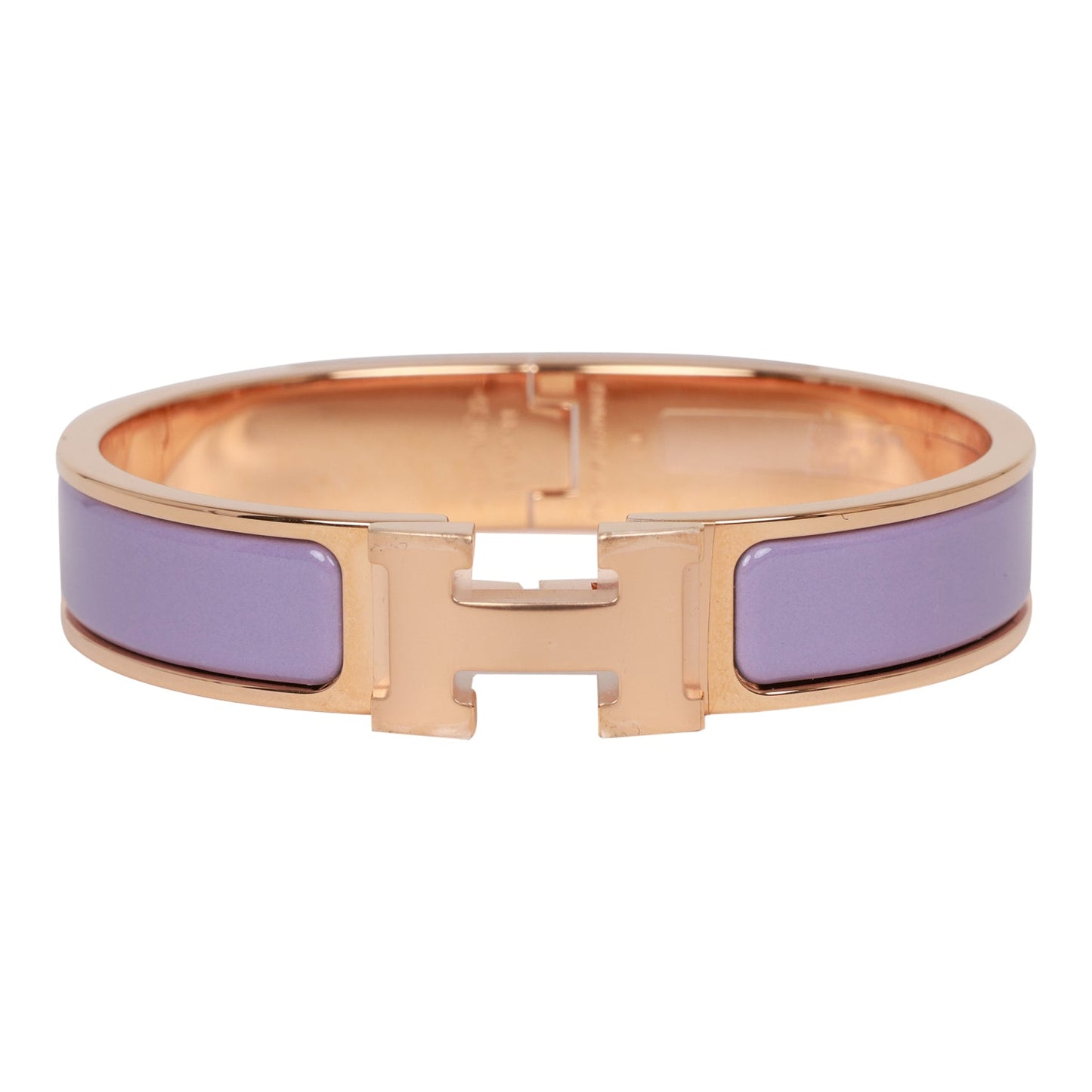 Hermes Lilac Clic Clac H Narrow Enamel Bracelet PM RGHW