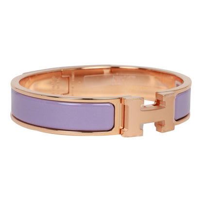 Hermes Lilac Clic Clac H Narrow Enamel Bracelet PM RGHW