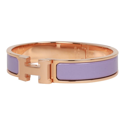 Hermes Lilac Clic Clac H Narrow Enamel Bracelet PM RGHW