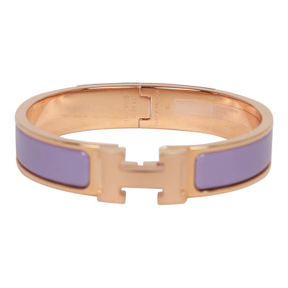 Hermes Lilac Clic Clac H Narrow Enamel Bracelet PM RGHW