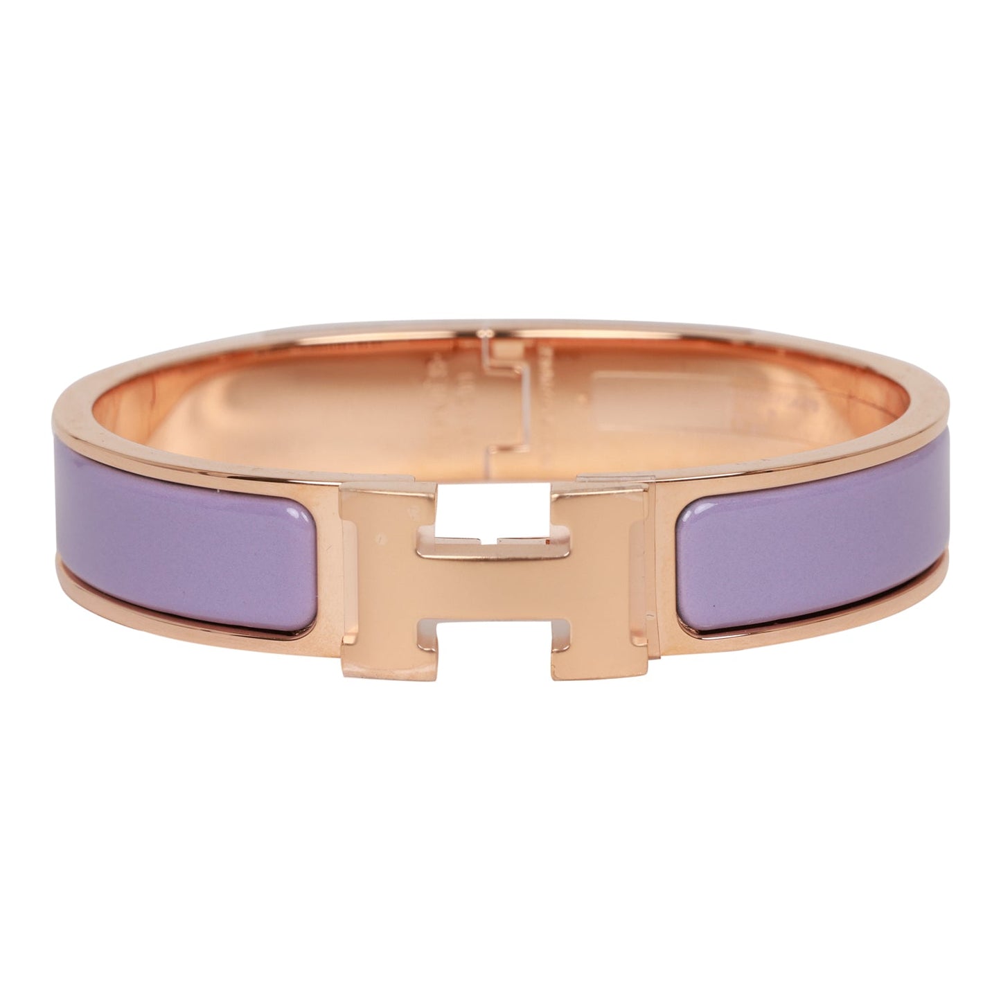 Hermes Lilac Clic Clac H Narrow Enamel Bracelet PM RGHW