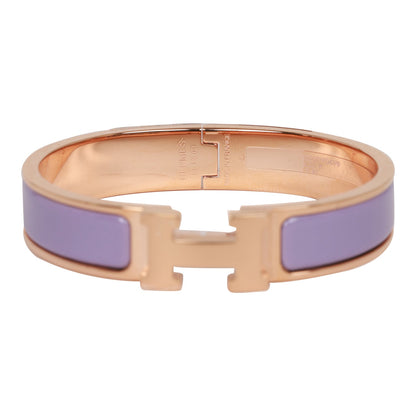 Hermes Lilac Clic Clac H Narrow Enamel Bracelet PM RGHW