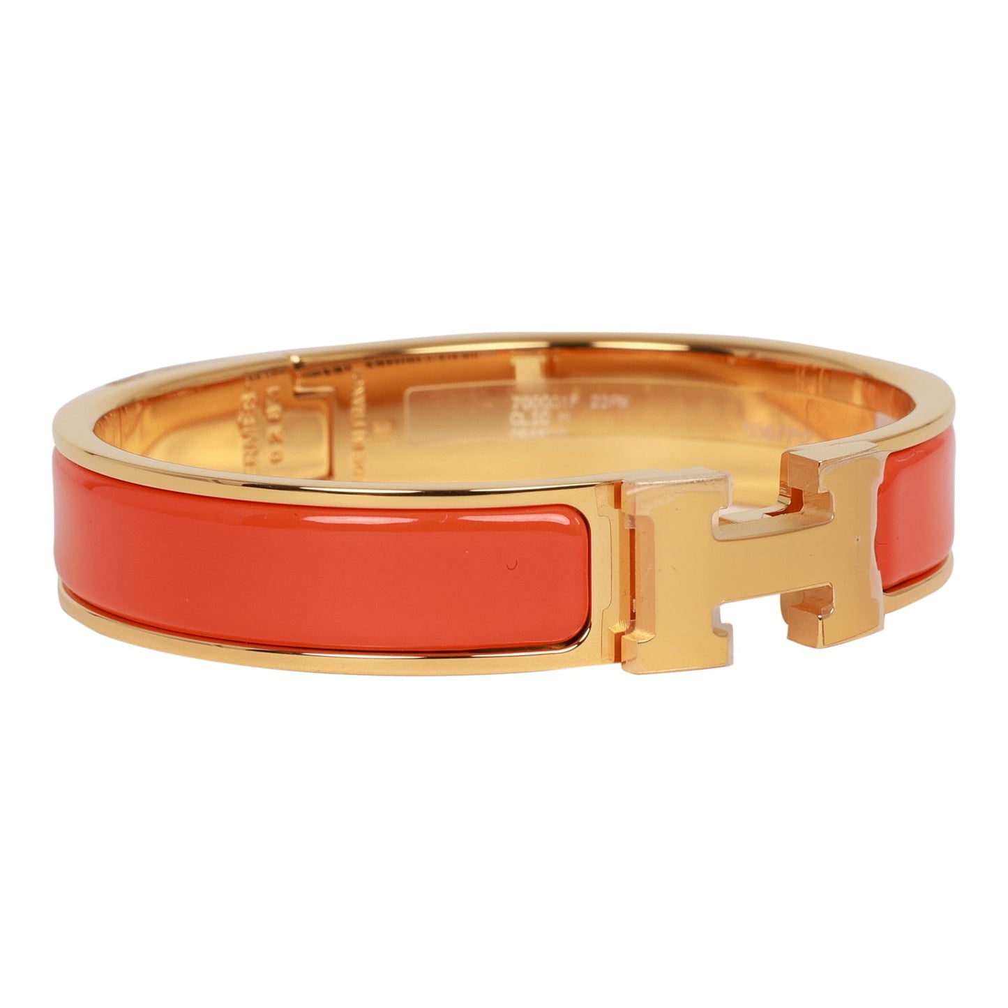 Hermes Orange Clic Clac H Narrow Enamel Bracelet PM GHW