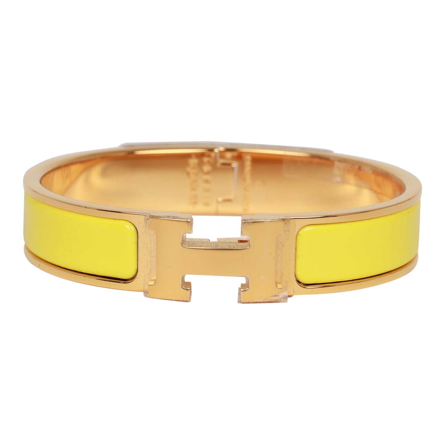 Hermes Jaune Tennis Clic Clac H Narrow Enamel Bracelet