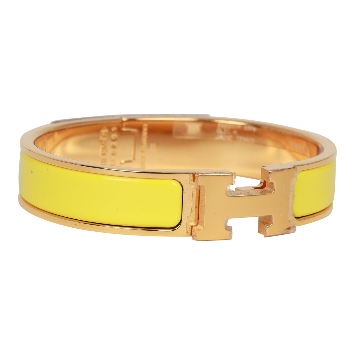 Hermes Jaune Tennis Clic Clac H Narrow Enamel Bracelet