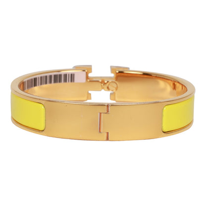 Hermes Jaune Tennis Clic Clac H Narrow Enamel Bracelet