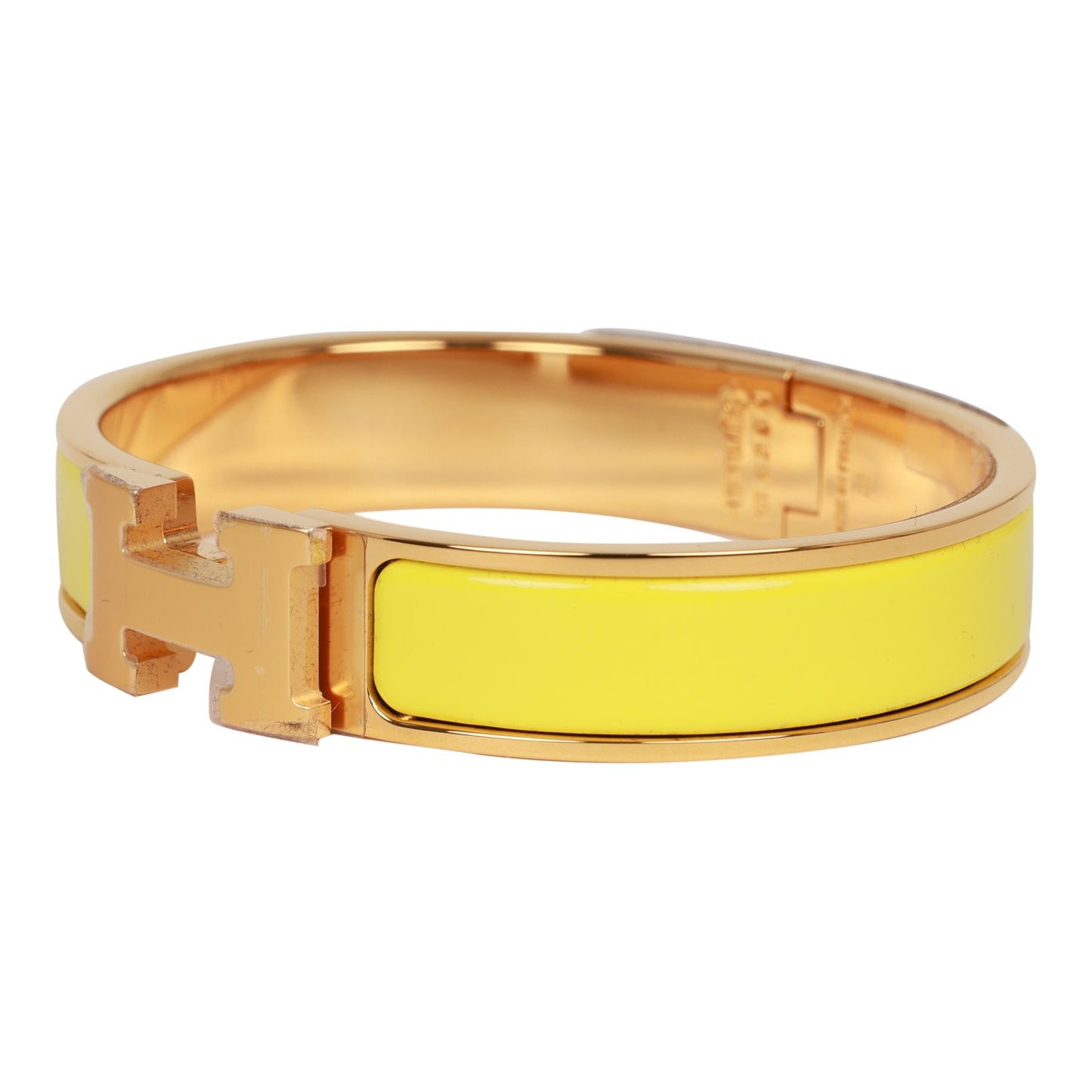 Hermes Jaune Tennis Clic Clac H Narrow Enamel Bracelet