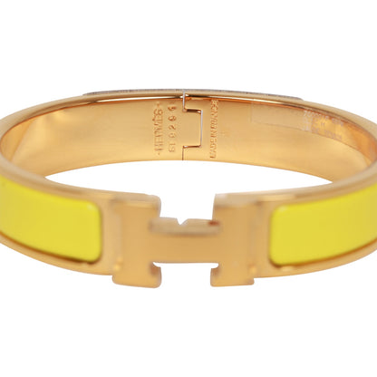 Hermes Jaune Tennis Clic Clac H Narrow Enamel Bracelet