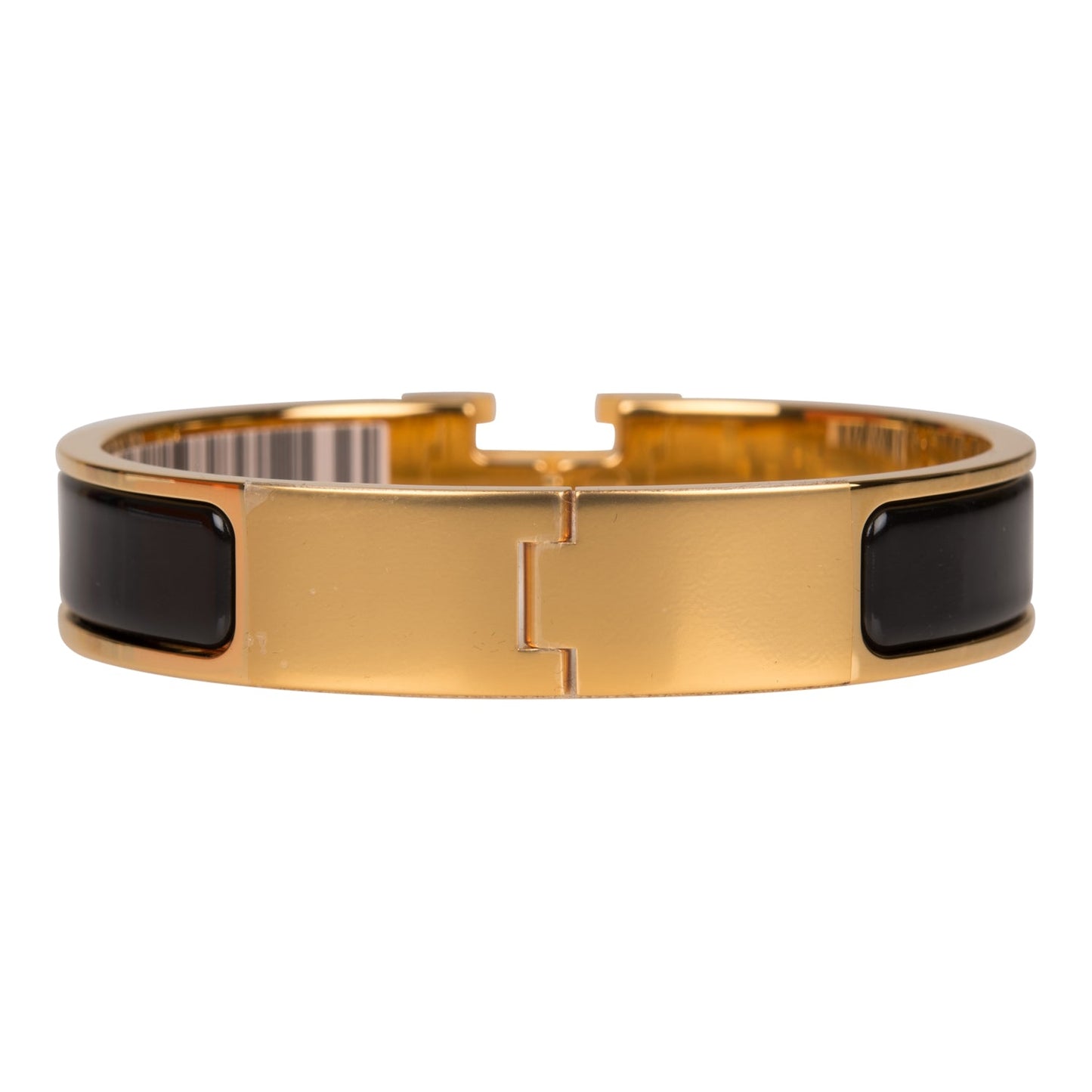 Hermes Black Clic Clac H Narrow Enamel Bracelet PM GHW