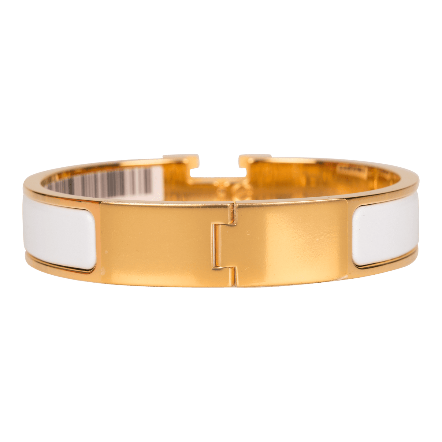 Hermes White Clic Clac H Narrow Enamel Bracelet PM GHW