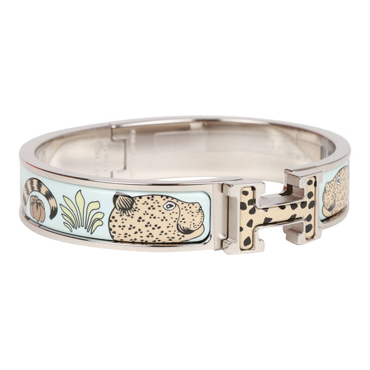 Hermes Les Leopards Clic Clac H Narrow Enamel Bracelet