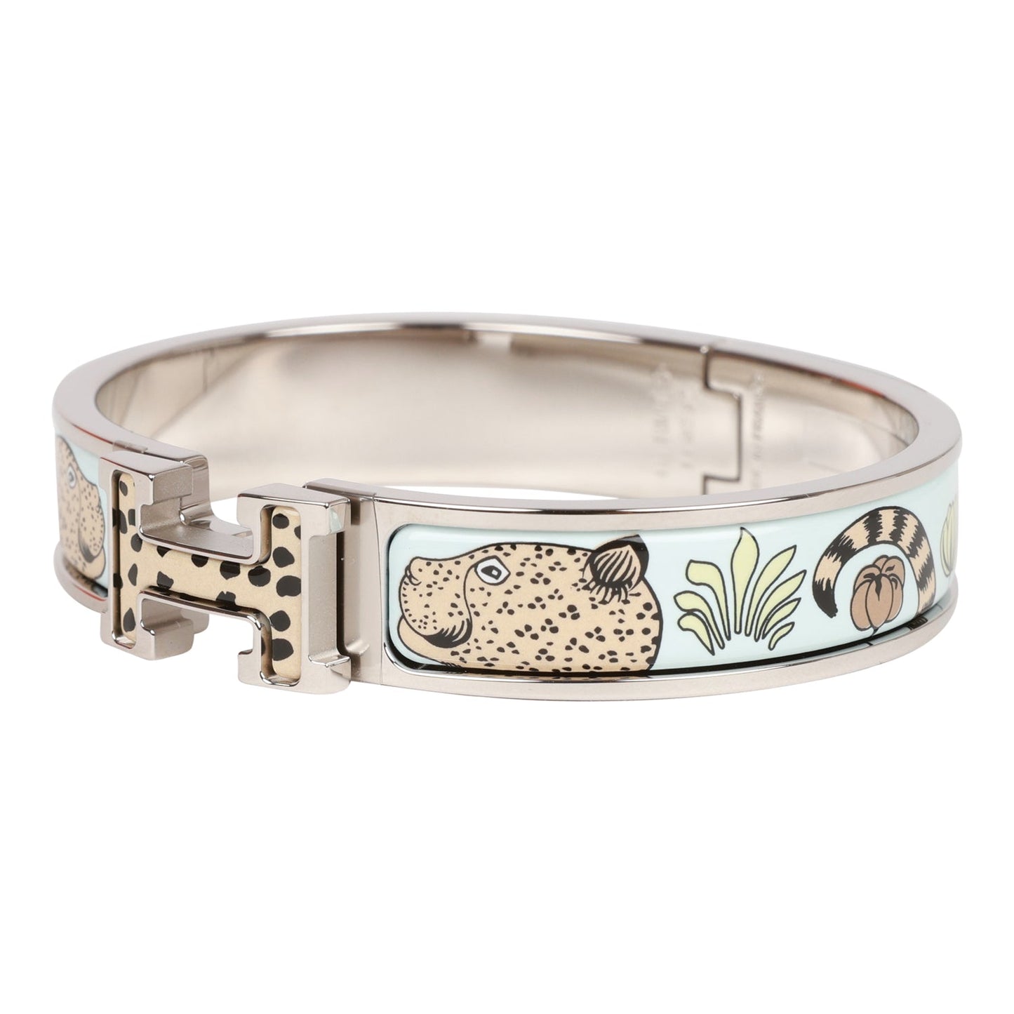 Hermes Les Leopards Clic Clac H Narrow Enamel Bracelet