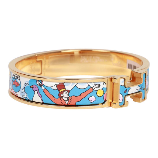 Hermes "Les Nuages Flamboyante" Clic Clac H Narrow Enamel Bracelet