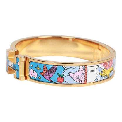 Hermes "Les Nuages Flamboyante" Clic Clac H Narrow Enamel Bracelet