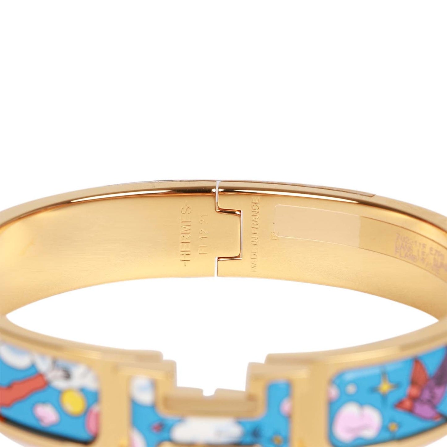 Hermes "Les Nuages Flamboyante" Clic Clac H Narrow Enamel Bracelet