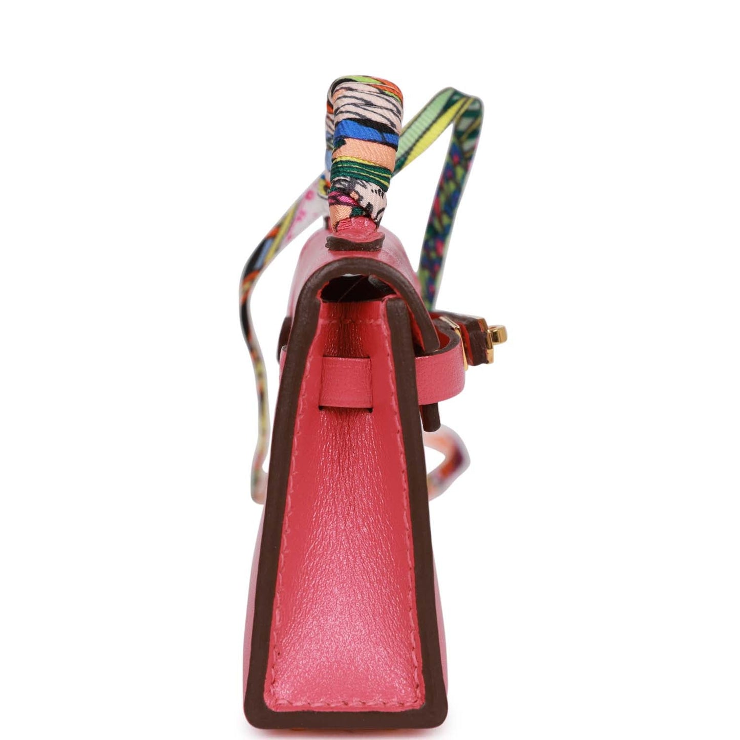 Hermes Mini Kelly Twilly Bag Charm Rose Lipstick Tadelakt Gold Hardware