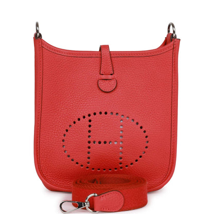 Pre-owned Hermes Evelyne TPM Rouge Tomate Clemence Palladium Hardware