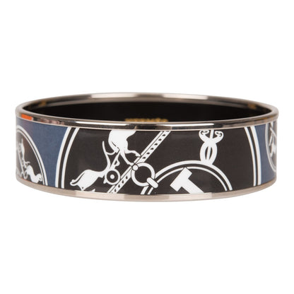 Hermes "Confettis d'Ex Libris" Wide Printed Enamel Bracelet PM (65) ( )