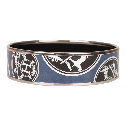 Hermes "Confettis d'Ex Libris" Wide Printed Enamel Bracelet PM (65) ( )