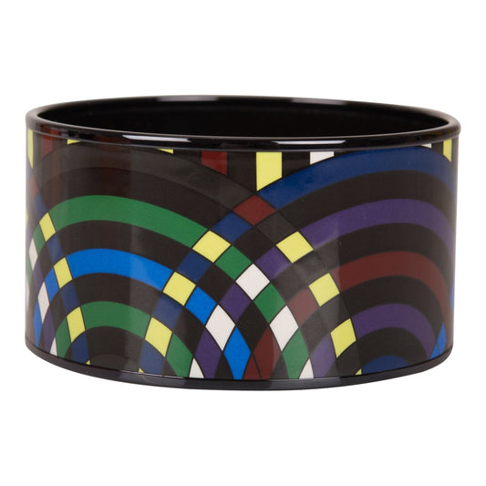 Hermes "Multicolor Circles" Extra Wide Printed Enamel Bracelet PM (65) ( )