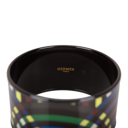 Hermes "Multicolor Circles" Extra Wide Printed Enamel Bracelet PM (65) ( )