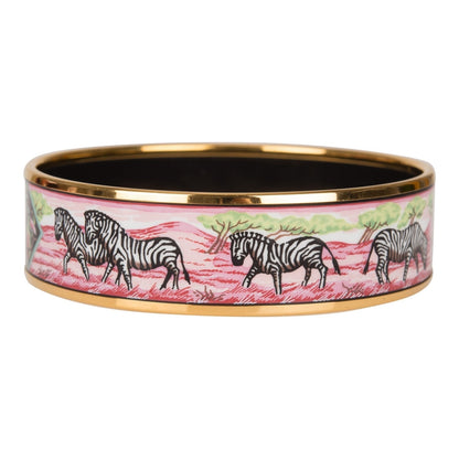 Hermes "Zebras" Wide Printed Enamel Bracelet GM (70) (  - Excellent)