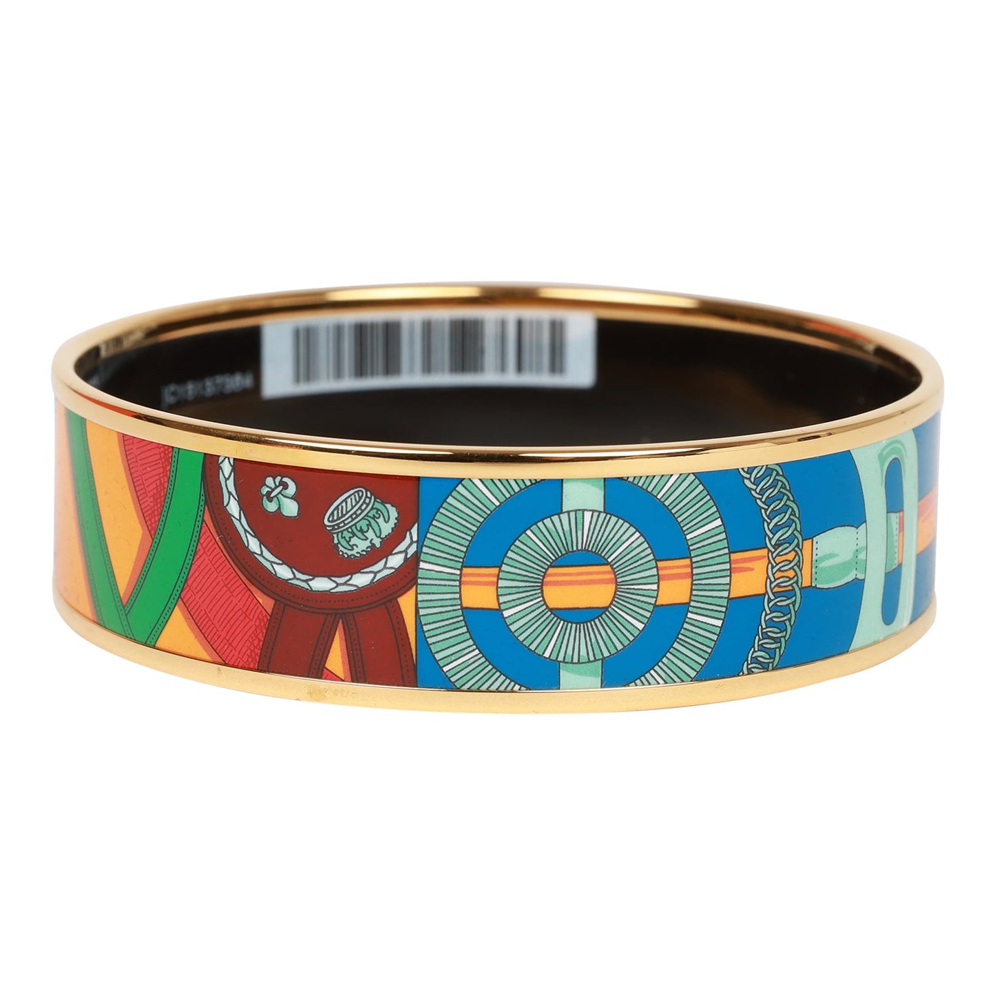 Hermes Multicolor Wide Printed Enamel Bracelet PM (65)