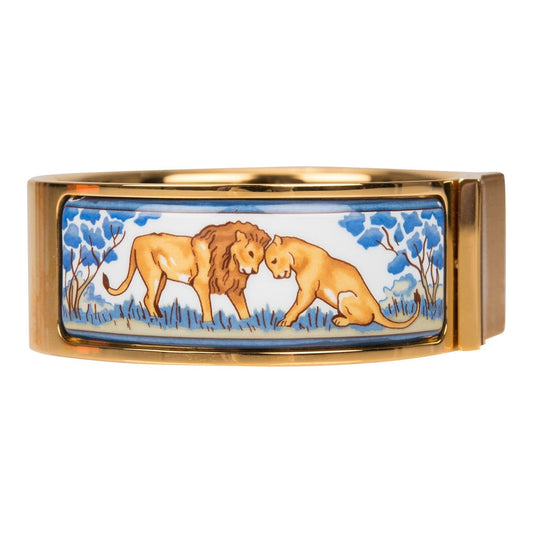 Hermes "Safari" Loquet Wide Printed Enamel Bracelet PM (65) ( )